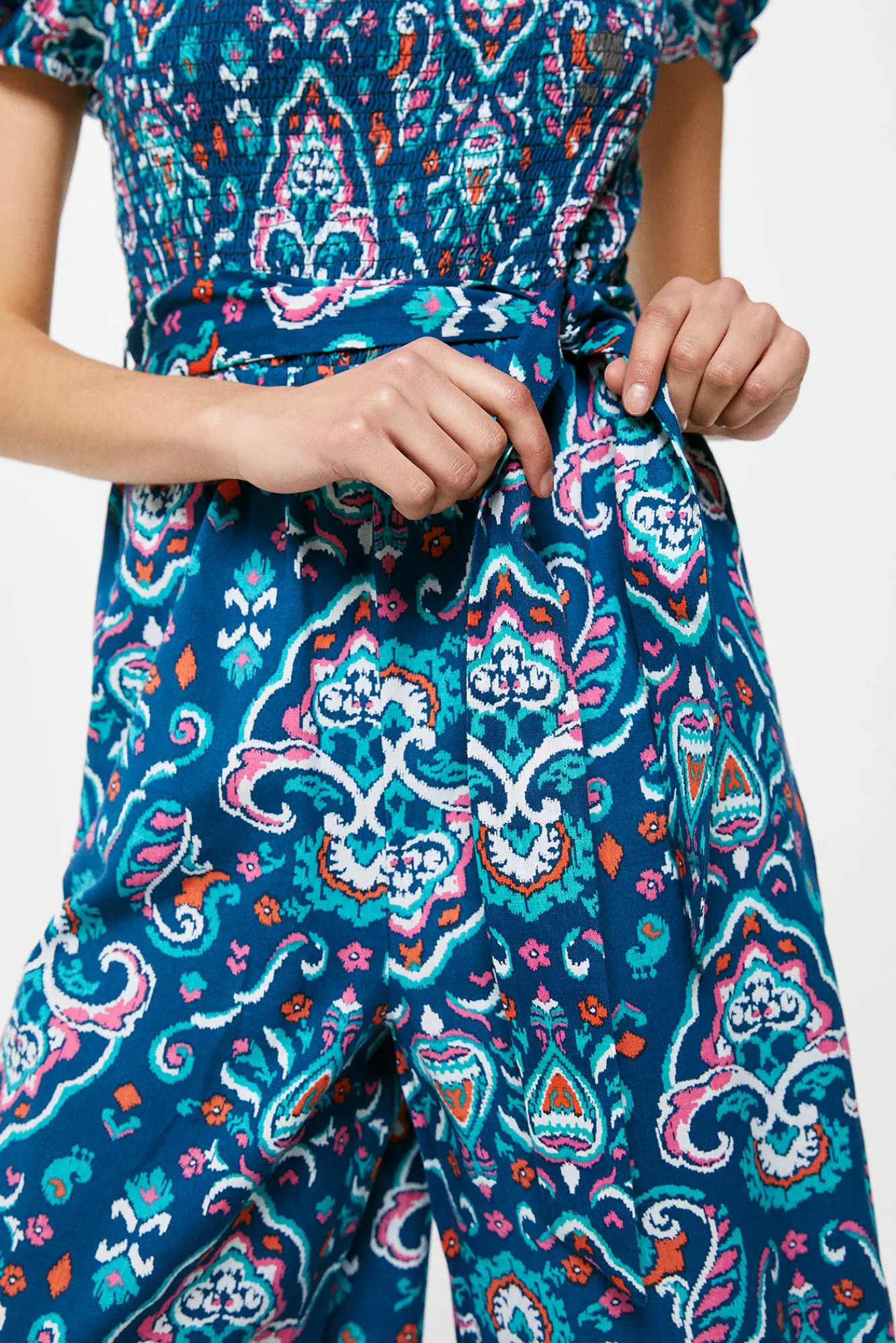 * Mono Estampado Lino Algodon Navy Outlet
