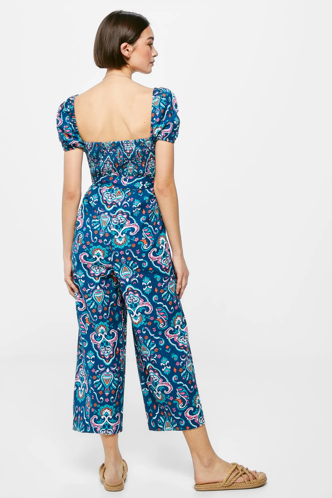 * Mono Estampado Lino Algodon Navy Outlet