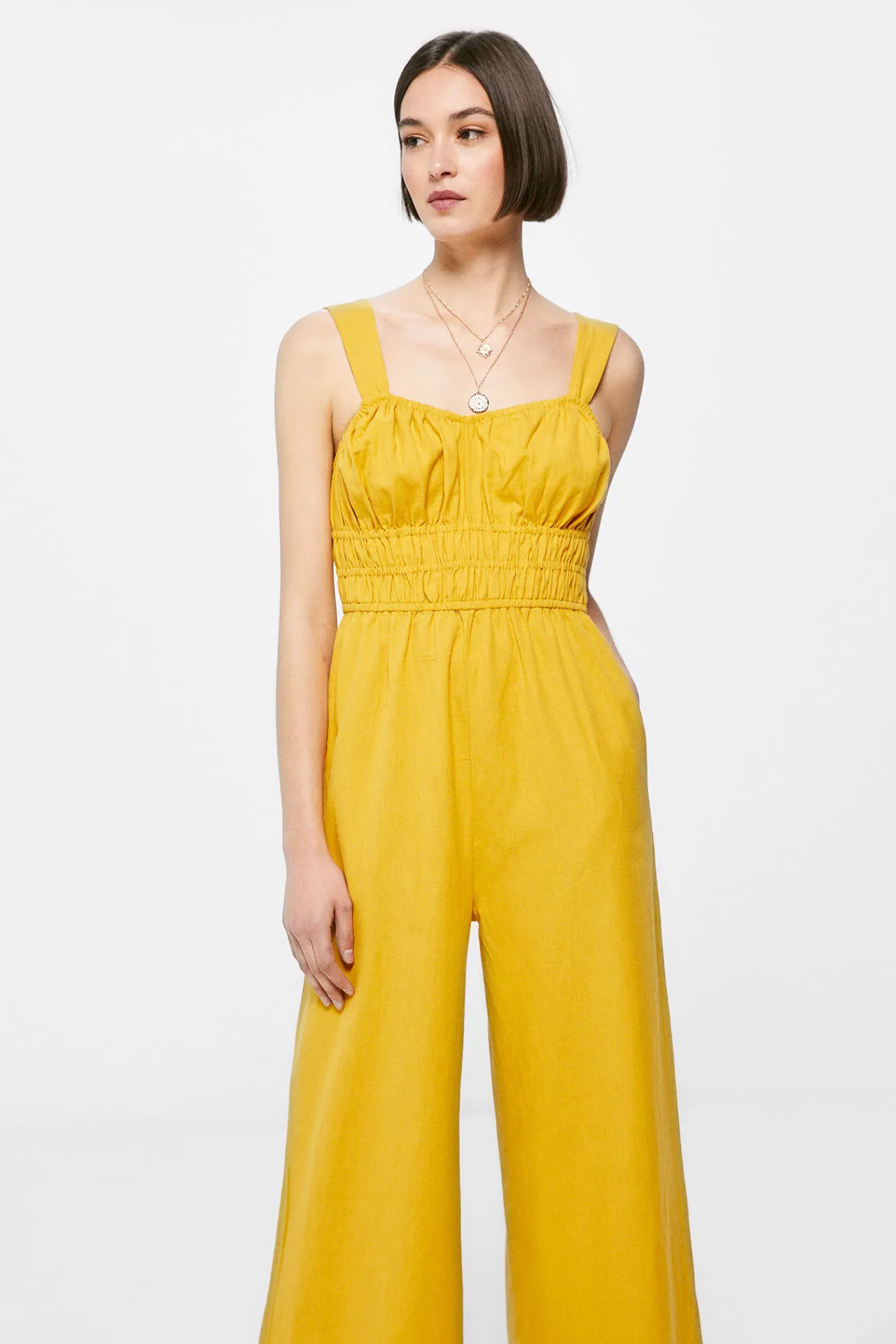 * Mono Frunces Lino Algodon Estampado Amarillo Best
