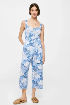 * Mono Tirantes Estampado Lino Algodon Azul Claro Clearance