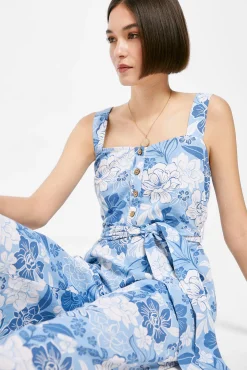 * Mono Tirantes Estampado Lino Algodon Azul Claro Clearance