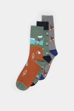 * Pack 3 Calcetines Altos World West Gris Medio Online