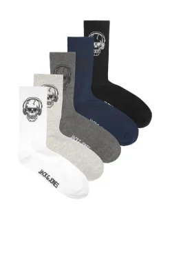Jack & Jones Pack 5 Calcetines Calavera Blanco Hot