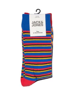 Jack & Jones Pack 5 Calcetines Rayas Azul Medio Hot