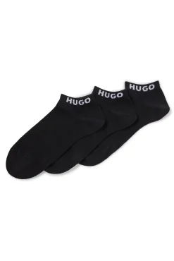 HUGO Pack 3 Calcetines Tobilleros Negro New
