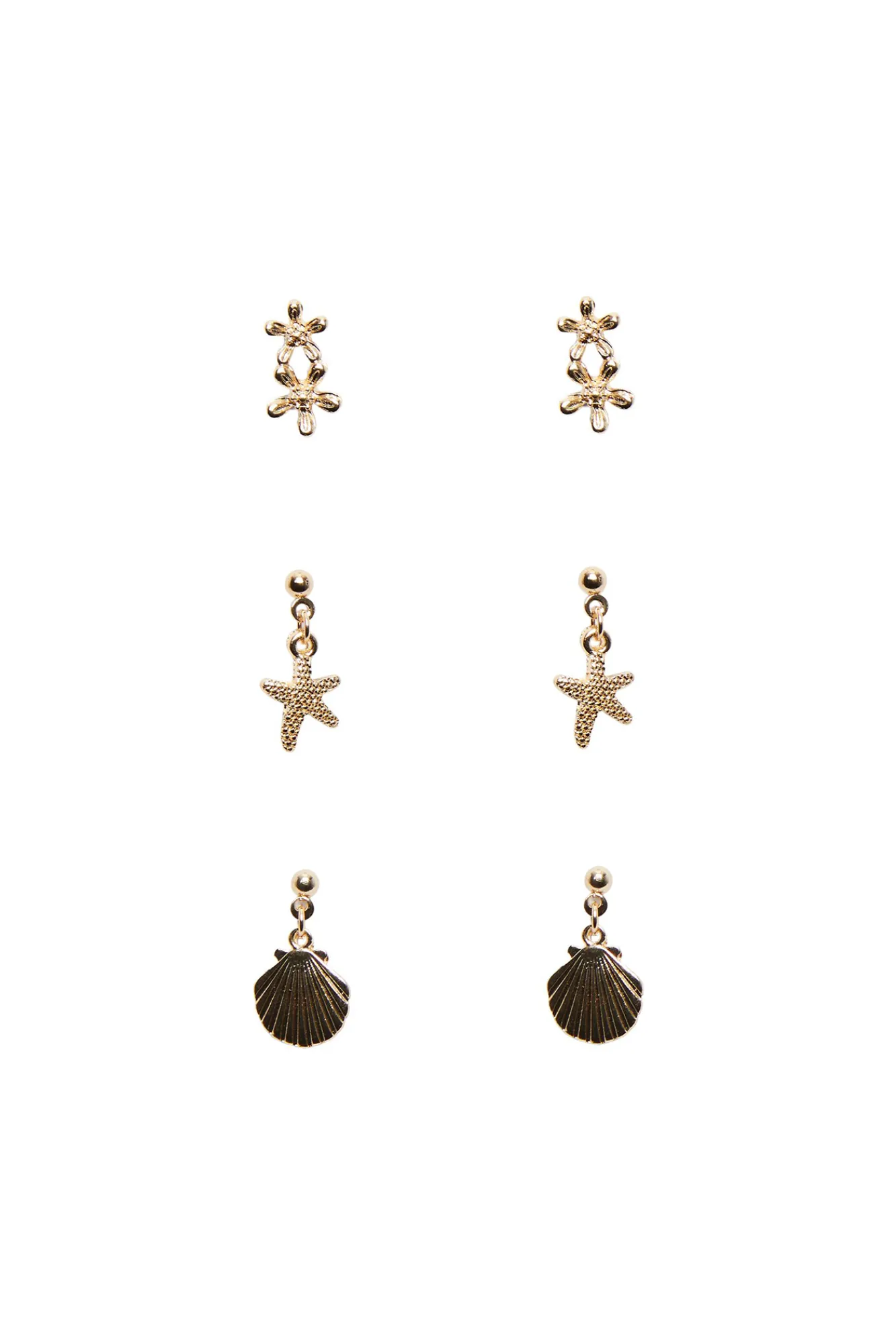 Pieces Pack De Tres Pendientes Plateados. Amarillo New