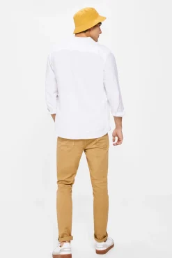 * Pantalon 5 Bolsillo Color Skinny Lavado Beige Medio