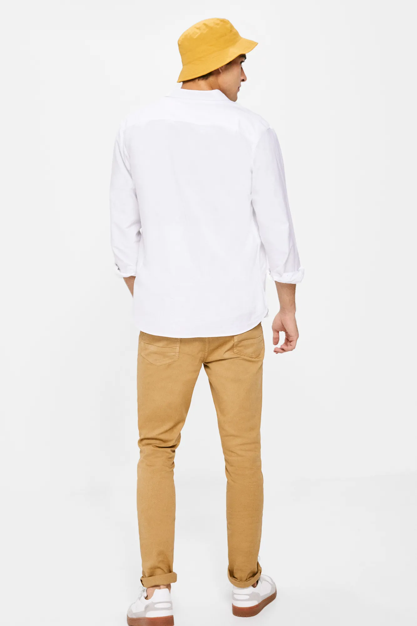 * Pantalon 5 Bolsillo Color Skinny Lavado Beige Medio