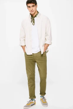* Pantalon 5 Bolsillo Color Skinny Lavado Kaki Oscuro Clearance