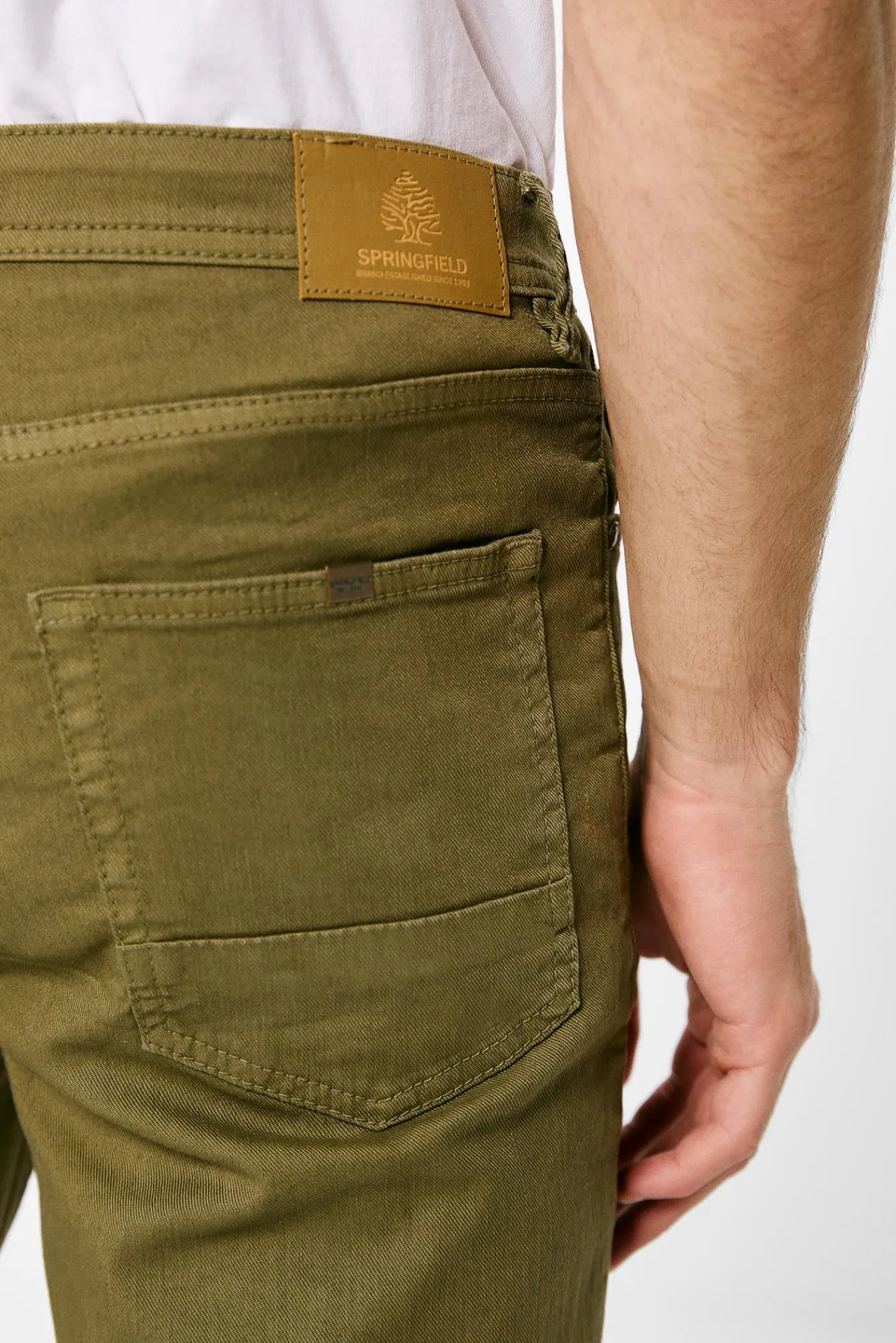 * Pantalon 5 Bolsillo Color Skinny Lavado Kaki Oscuro Clearance