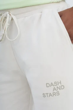 Dash and Stars Pantalon Jogger 100% Algodon Blanco Gris Clearance
