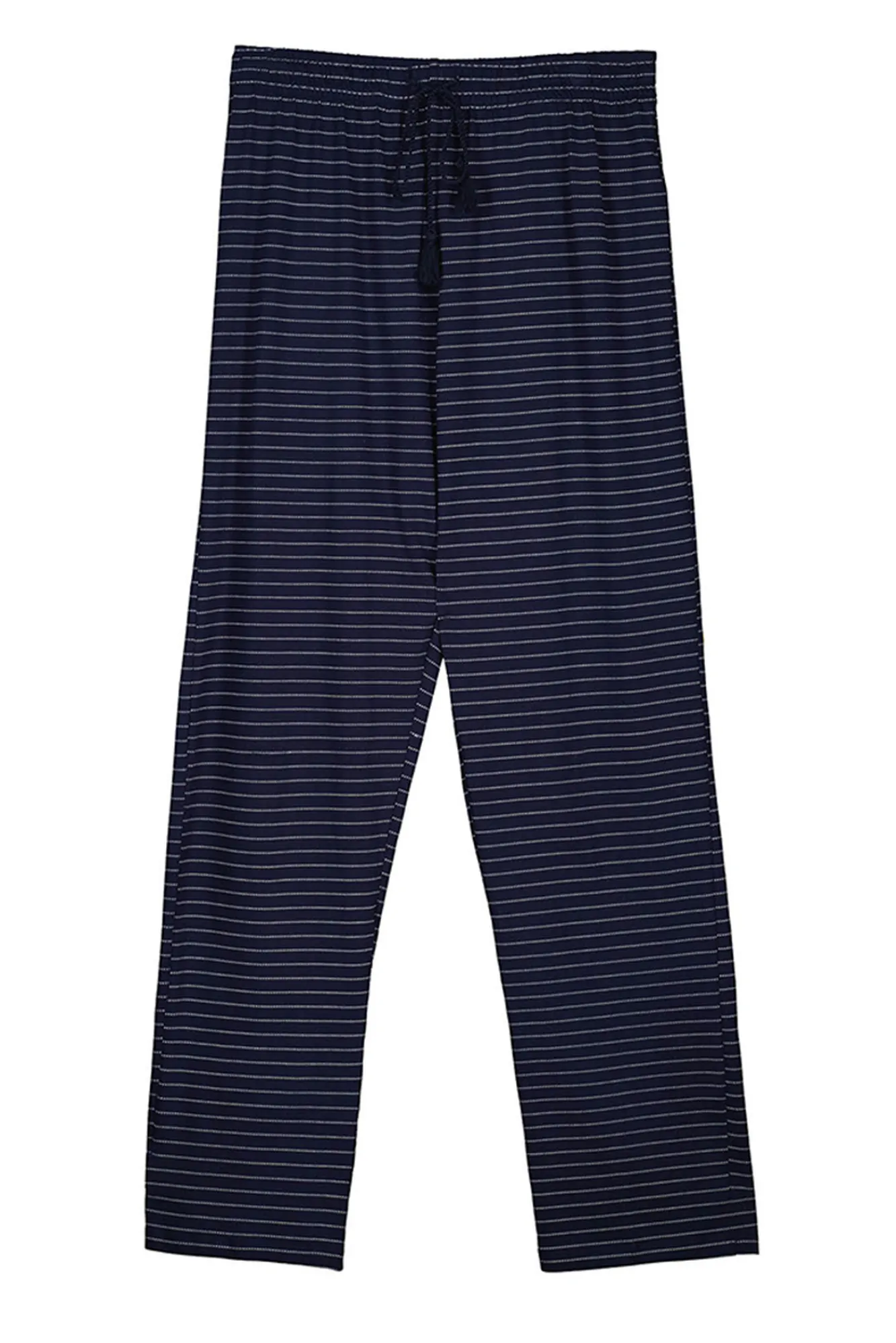Women'secret Pantalon Largo 100% Algodon Estampado Rayas Azul New