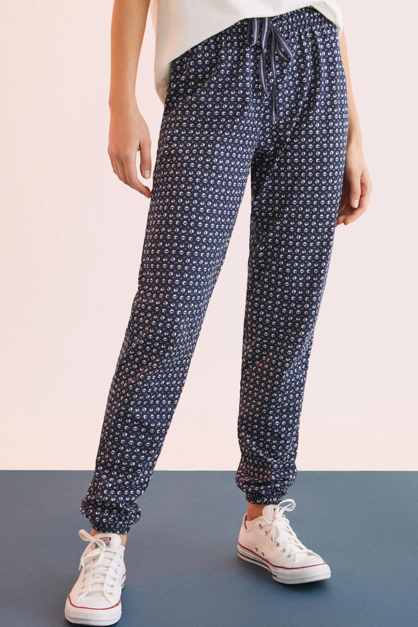 Women'secret Pantalon Largo 100% Algodon Sello Estampado Hot