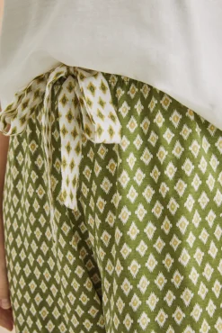 Women'secret Pantalon Largo Carrot 100% Algodon Estampado Verde