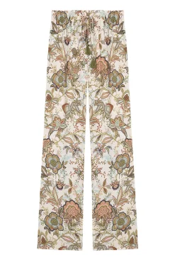 Women'secret Pantalon Largo Recto Estampado Verde New