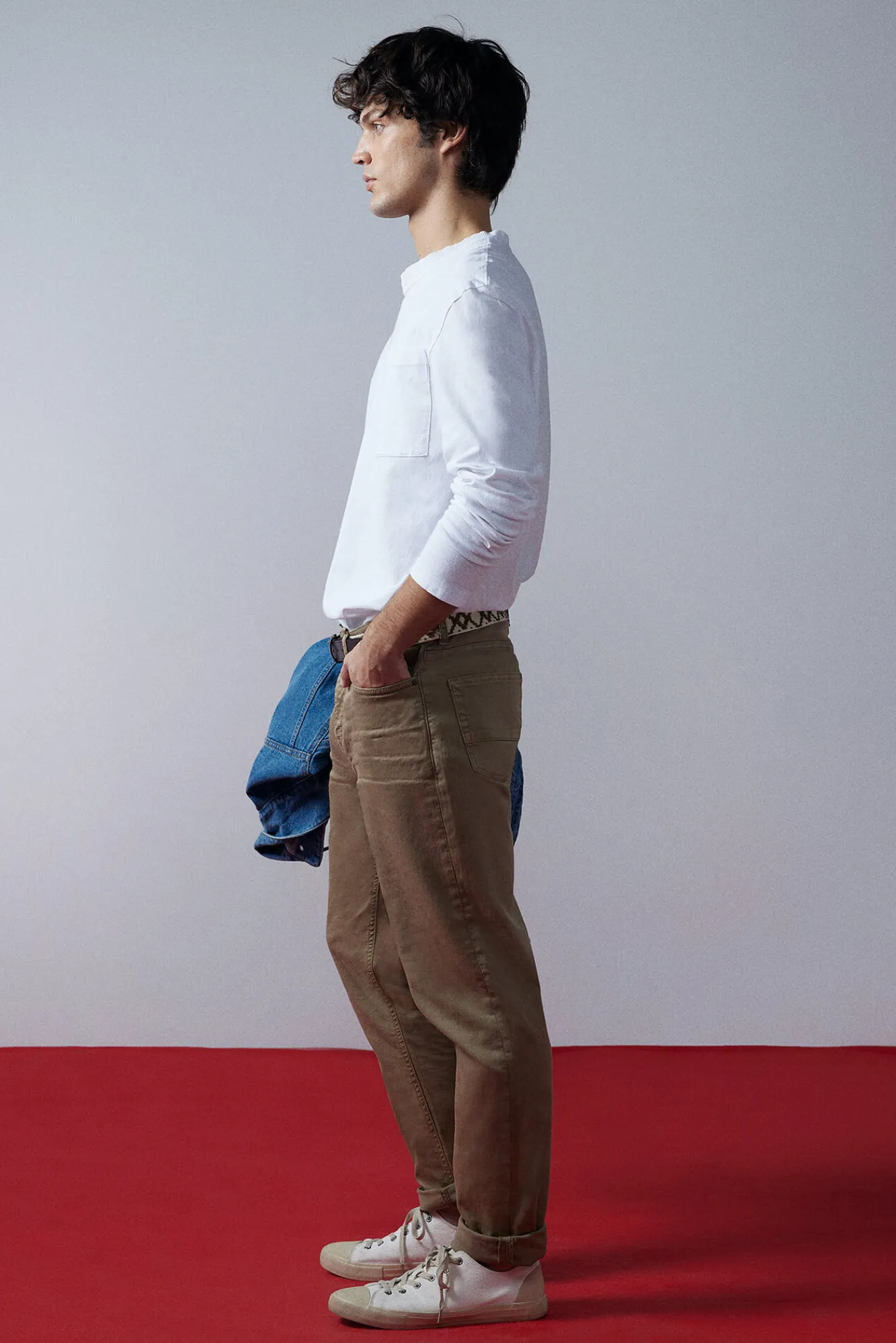 * Pantalon Slim 5 Bolsillos Color Beige Best
