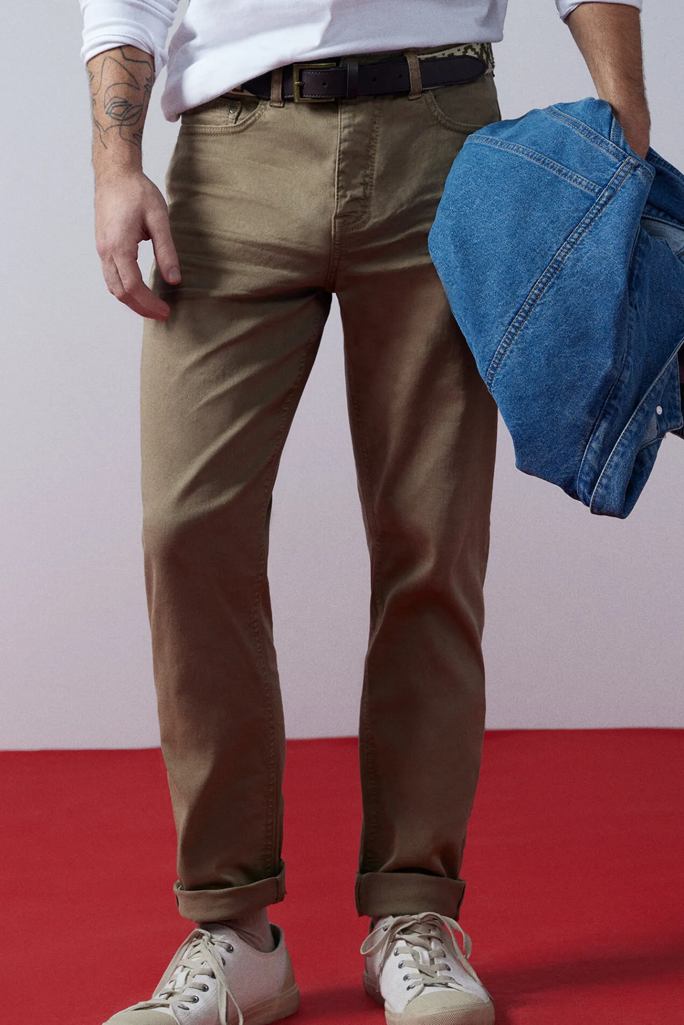 * Pantalon Slim 5 Bolsillos Color Beige Best