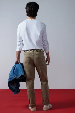 * Pantalon Slim 5 Bolsillos Color Beige Best