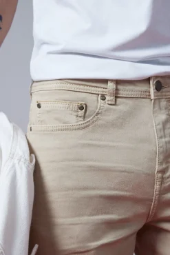 * Pantalon Slim 5 Bolsillos Color Beige Outlet