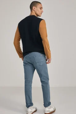 * Pantalon Slim 5 Bolsillos Color Azul Medio Clearance