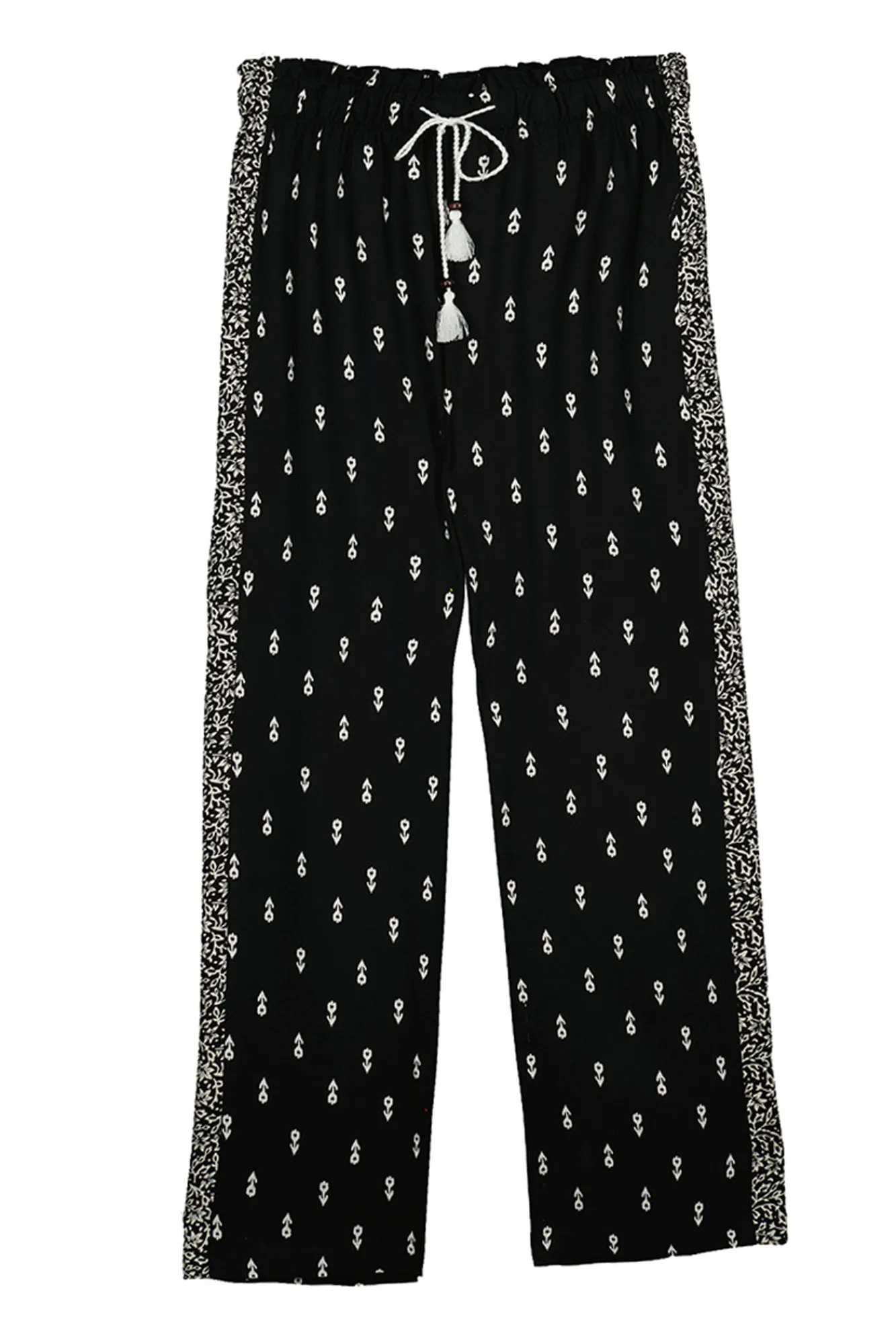 Women'secret Pantalon Viscosa Estampado Blanco Y Negro Amarillo Discount