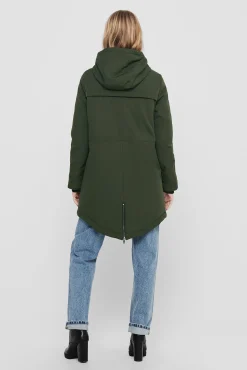 Only Parka 3/4 Bolsillos Con Capucha Verde