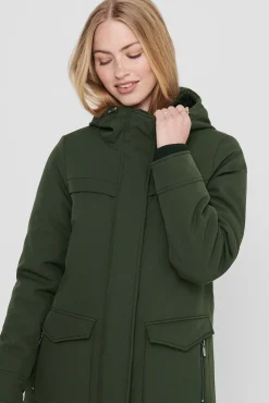 Only Parka 3/4 Bolsillos Con Capucha Verde