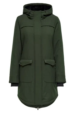 Only Parka 3/4 Bolsillos Con Capucha Verde