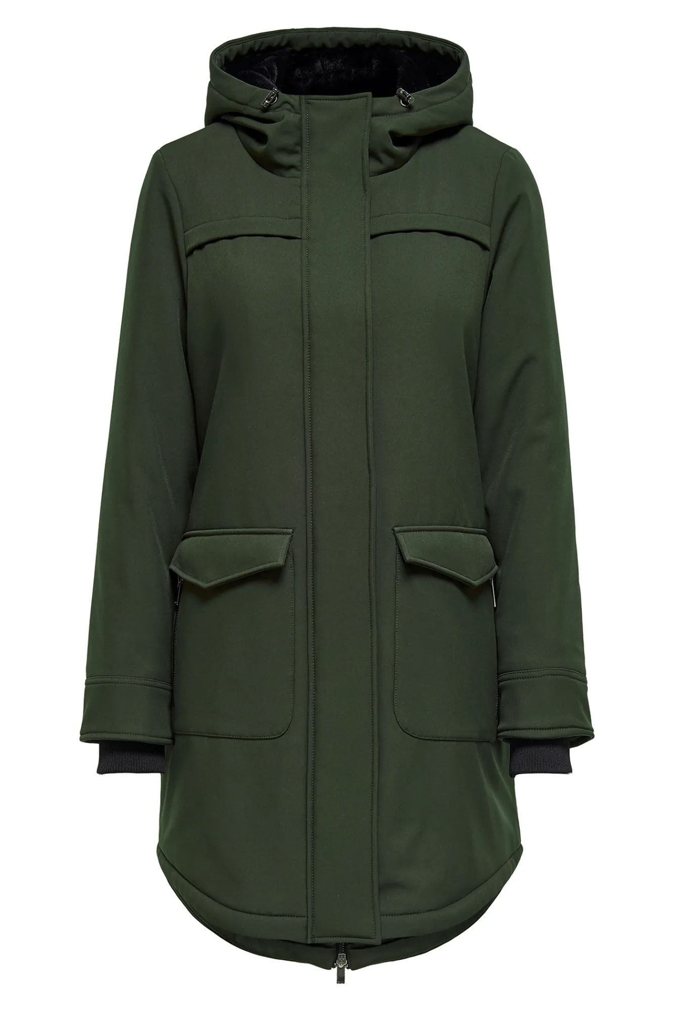 Only Parka 3/4 Bolsillos Con Capucha Verde