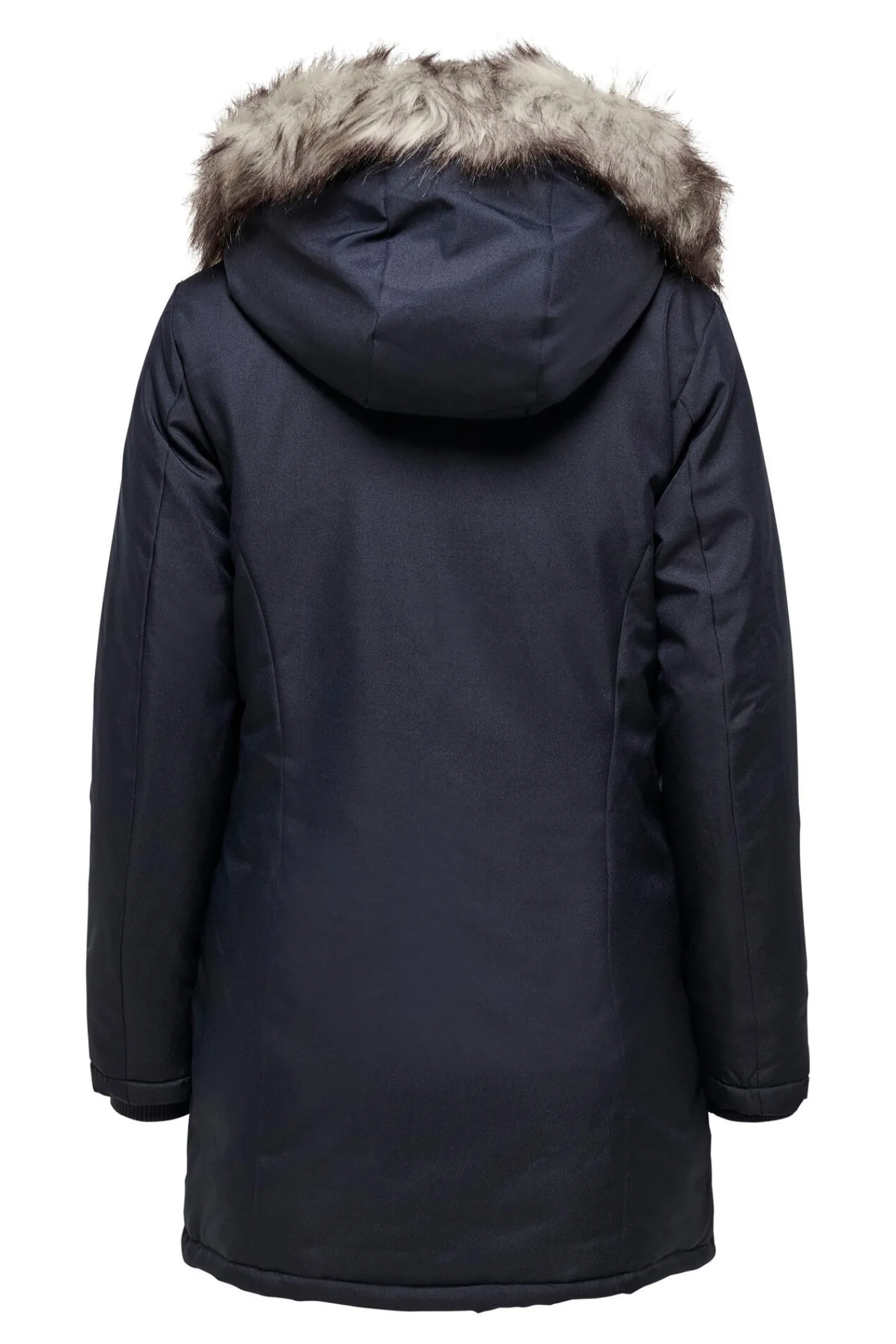 Only Parka Con Capucha Con Pelo Y Bolsillos Azul Medio Sale