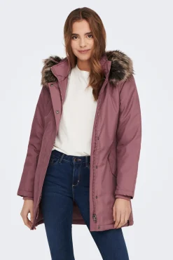 Only Parka Con Capucha Con Pelo Y Bolsillos Rosa Sale