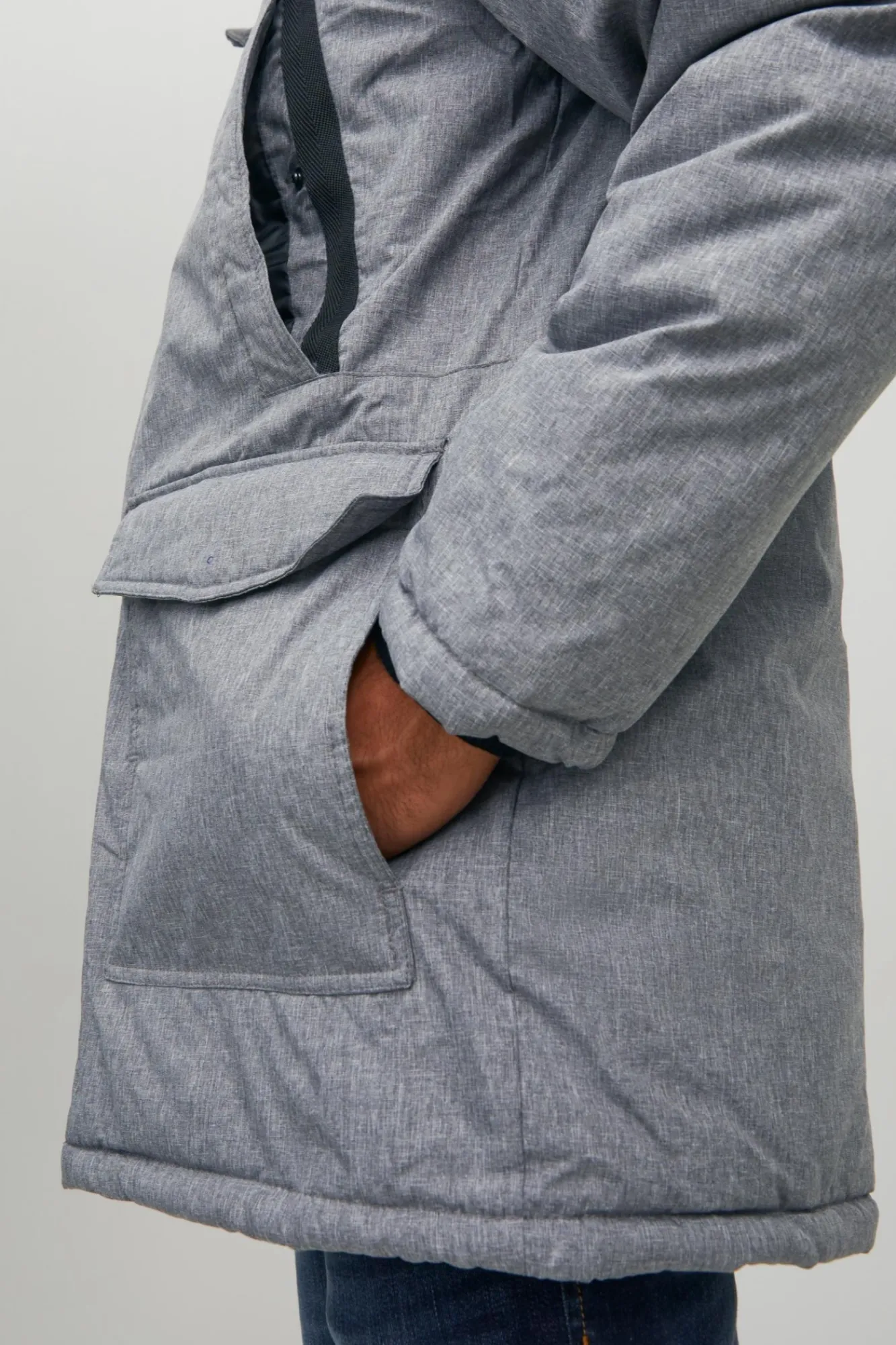 Jack & Jones Parka Pelo Capucha Gris Medio Online
