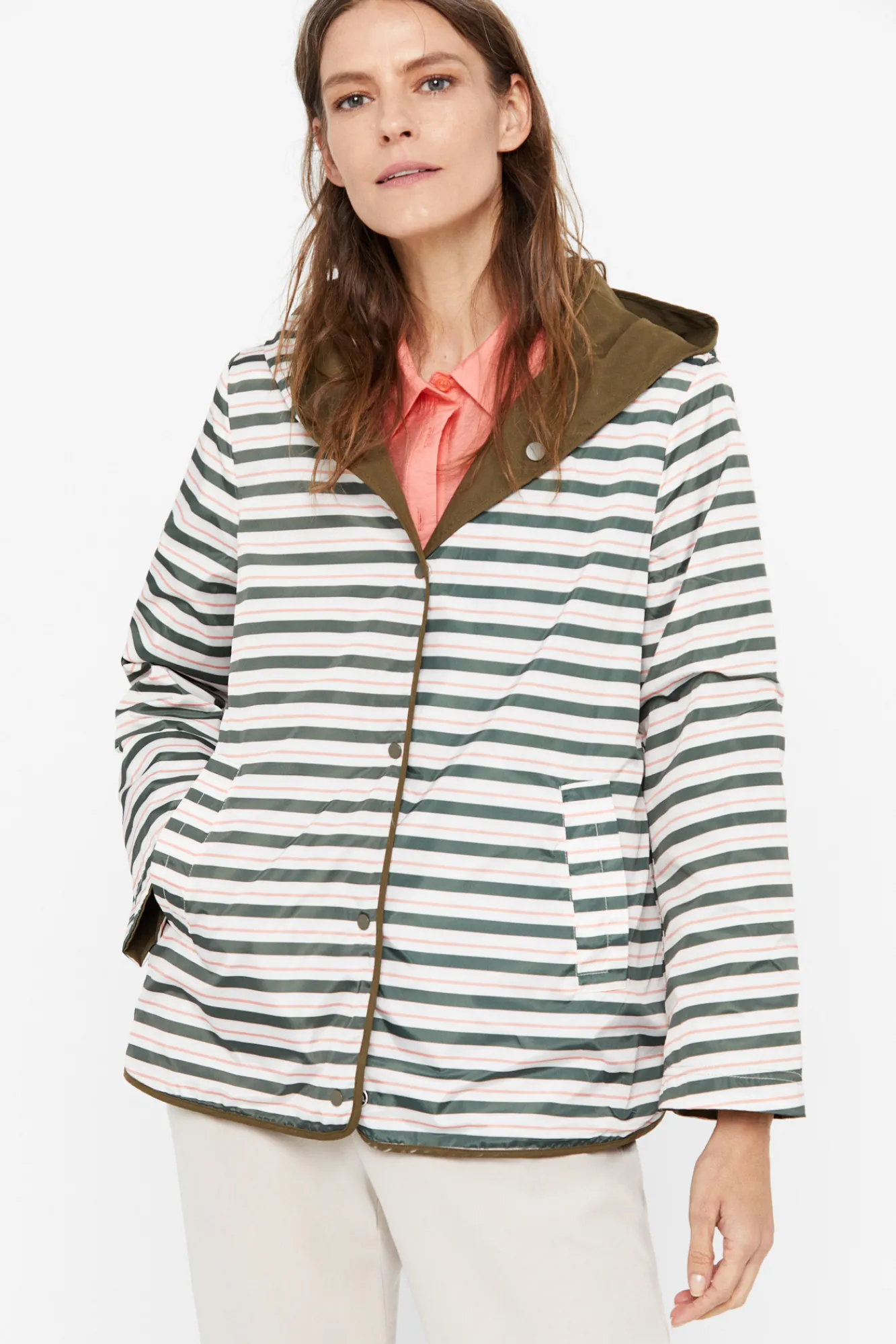 Cortefiel Parka Reversible Waterrepelent Kaki Online