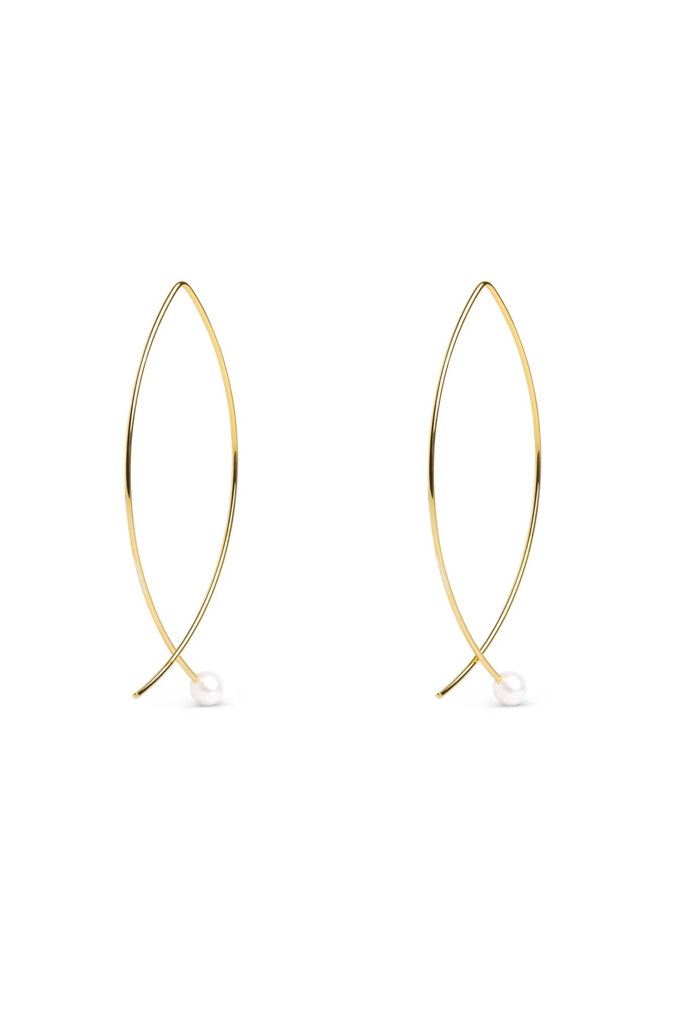 Singularu Pendientes Arch Pearl Oro Amarillo