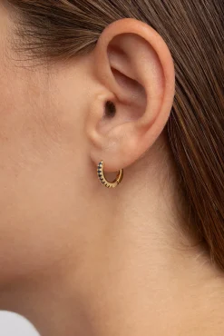 Singularu Pendientes Aro Navy Plata Baño Oro Amarillo New