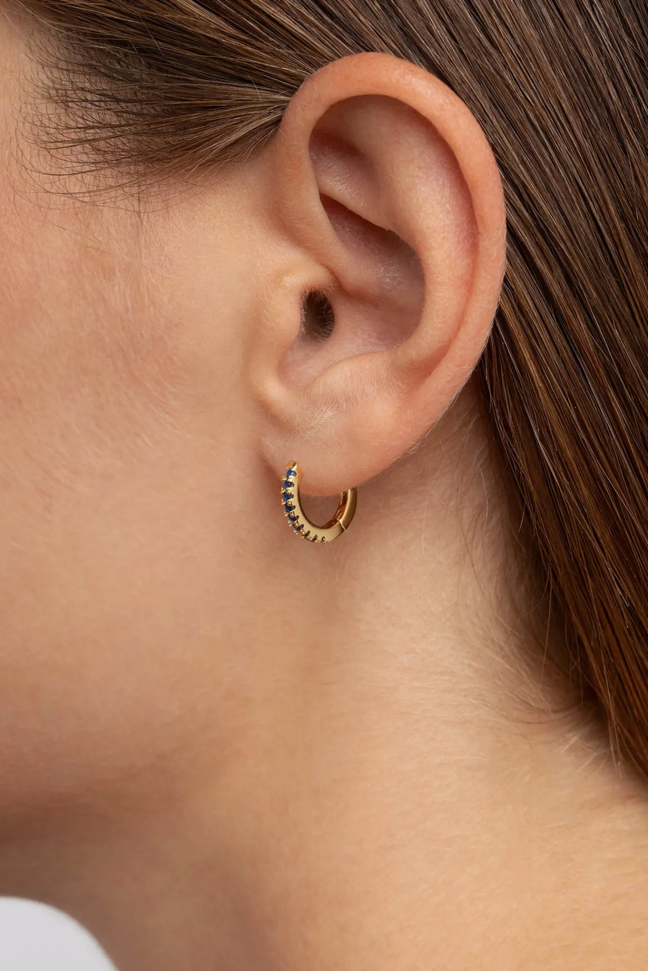 Singularu Pendientes Aro Navy Plata Baño Oro Amarillo New