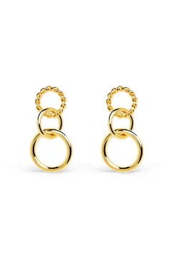 Singularu Pendientes Circles Twist Baño Oro Amarillo Hot