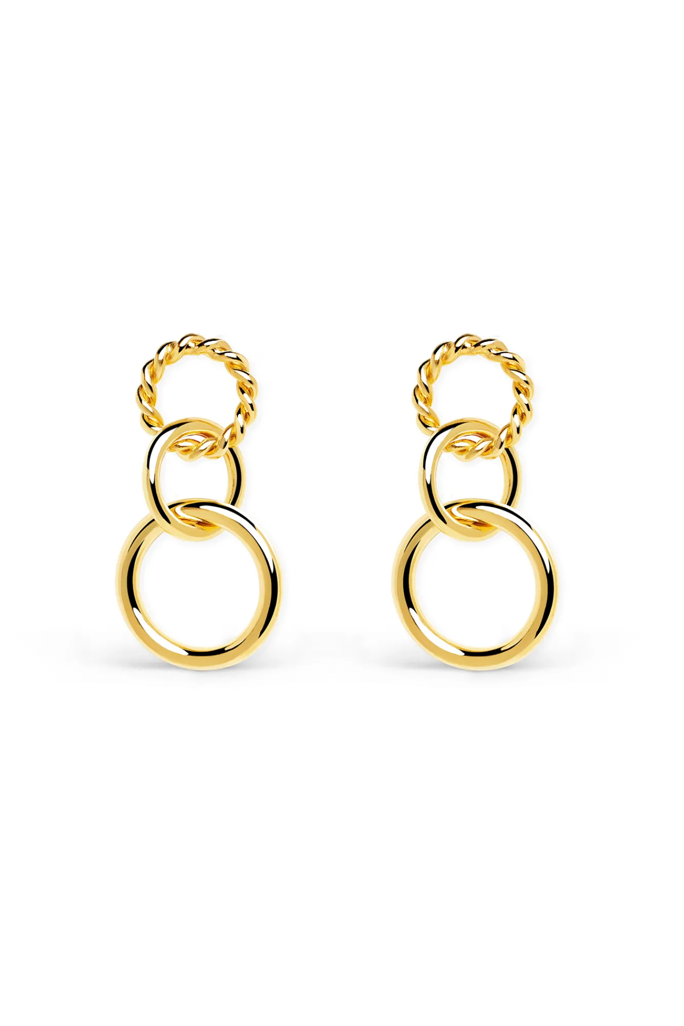 Singularu Pendientes Circles Twist Baño Oro Amarillo Hot