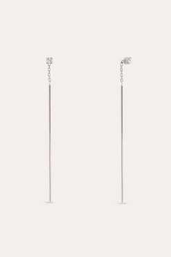 Singularu Pendientes Falling Stick Spark Plata Gris Sale