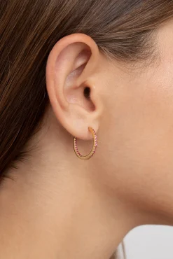 Singularu Pendientes Gleam Raspberry Plata Baño Oro Amarillo Discount