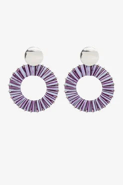 Vilanova Pendientes Largos Con Textil Rosa Outlet