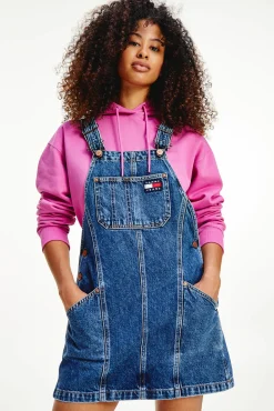 Tommy Jeans Peto Vestido Vaquero Con Badge Azul Oscuro Hot
