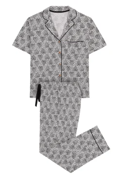 Women'secret Pijama Camisero 100% Algodon Estampado Geometrico Beige Sale