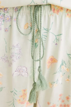 Women'secret Pijama Camisero 100% Algodon Verde Flores Estampado New