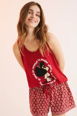 Women'secret Pijama Corto 100% Algodon Mafalda Rojo Outlet