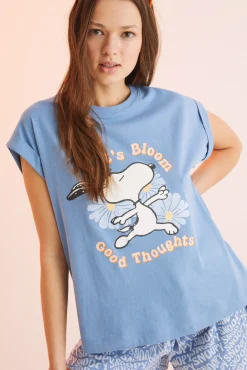 Women'secret Pijama Corto 100% Algodon Snoopy Azul
