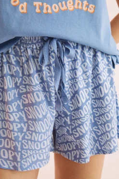 Women'secret Pijama Corto 100% Algodon Snoopy Azul