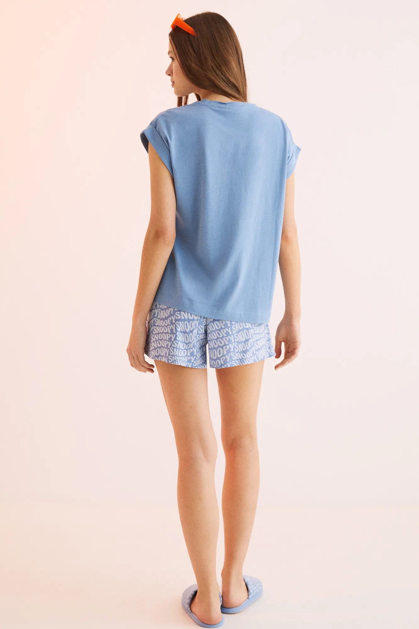 Women'secret Pijama Corto 100% Algodon Snoopy Azul