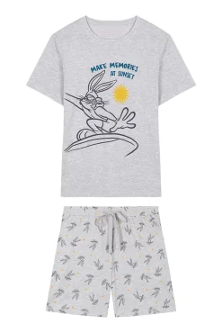Women'secret Pijama Corto Hombre 100% Algodon Bugs Bunny Gris Outlet