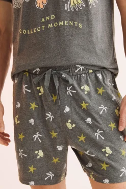 Women'secret Pijama Corto Hombre 100% Algodon Garfield Gris Discount